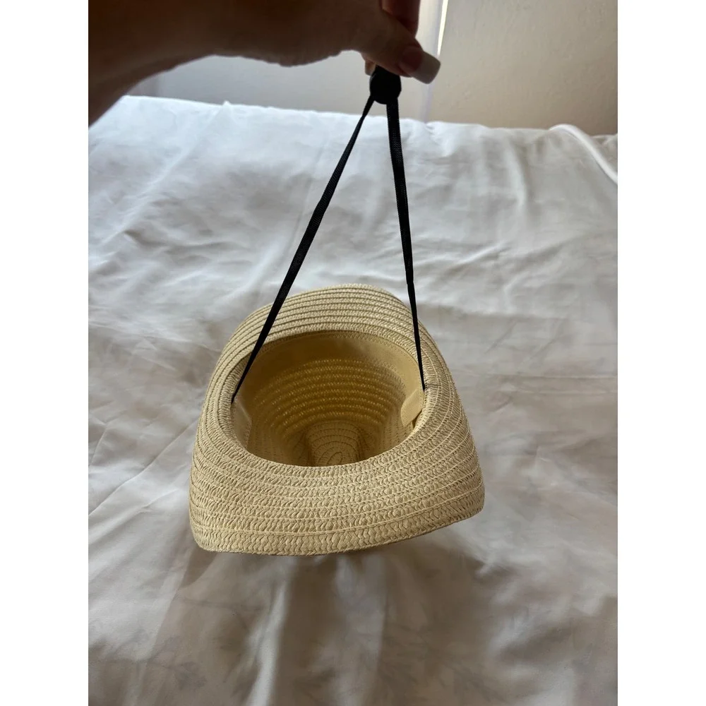 Woven Straw Cowboy Hat Tan Western Sun Hat with Adjustable Chin Strap